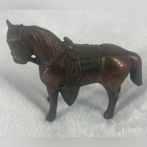 Vintage Die Cast Bronze Tone Horse Figure Toy Japan Souvenir of Kalamazoo